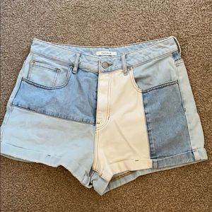 pacsun high patched mom jean shorts